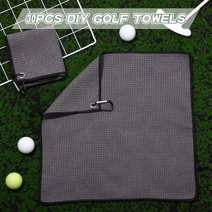Batiyeer Golf Towel Bulk for Golf Bags 16'' x 16'' Microfiber Fabric Towel with Clip Waffle Pattern, Fitness, Camping, Hiking, Yoga