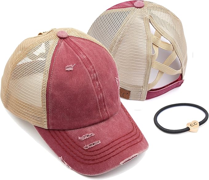 C.C Ponycap Messy High Bun Ponytail Adjustable Glitter Mesh Trucker Baseball Cap