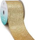 CT CRAFT LLC Glitter Wired Ribbon 2.5" x 10 Yards Light Gold by CTCRAFTLLC