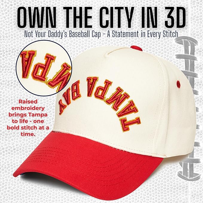 Funky Junque Upside Down City Trucker Hat for Men and Women – Unisex 3D Embroidered Gameday Baseball Cap, Retro Snapback Hats