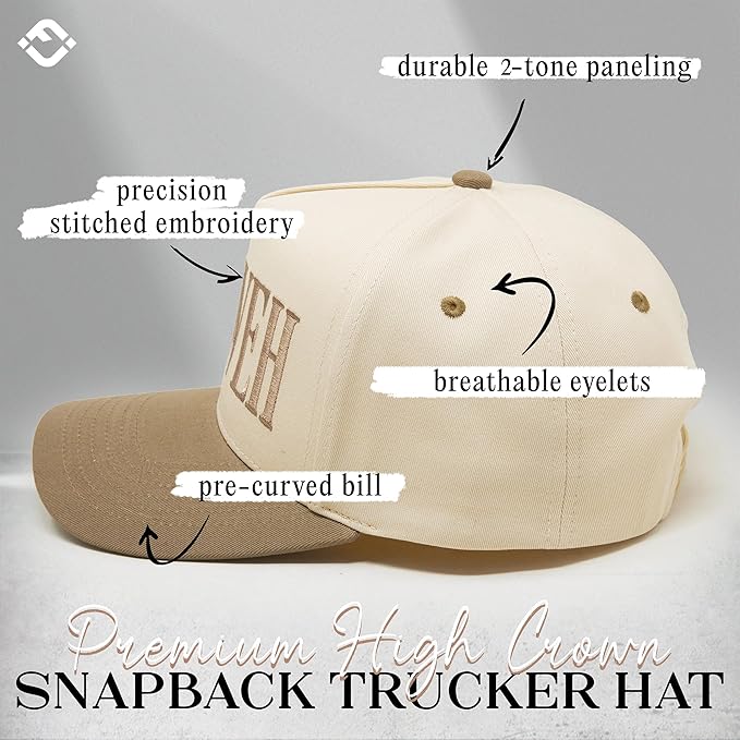 Funky Junque Trucker Hat Women Men 2-Tone Baseball Cap – Vintage Western Style Embroidered Snapback, Premium Cotton Blend