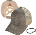 C.C Ponycap Messy High Bun Ponytail Adjustable Glitter Mesh Trucker Baseball Cap