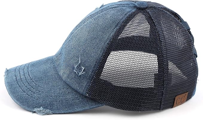 C.C Ponycap Messy High Bun Ponytail Adjustable Glitter Mesh Trucker Baseball Cap