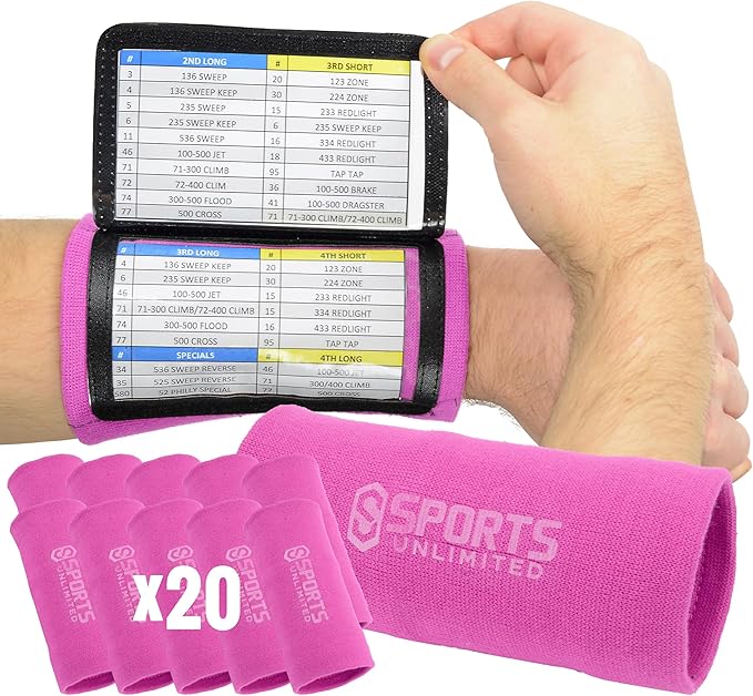 Sports Unlimited Youth Triple Wrist Coach, Football Wristbands for Plays, Baseball Wristbands, QB Arm Bands