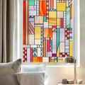 3D Stained Glass Window Privacy Film, Heat Control UV Blocking Static Cling by OHTMERU