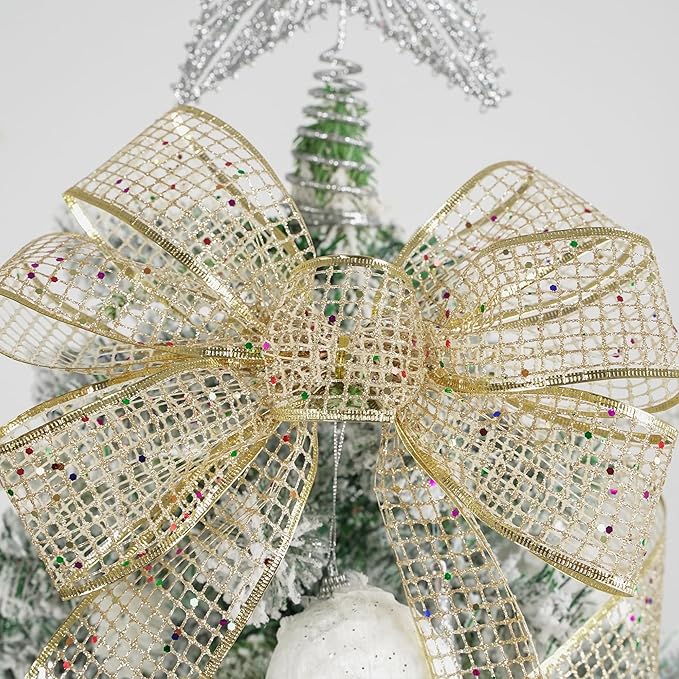 MEEDEE Champagne Gold Glitter Ribbon - Image 6