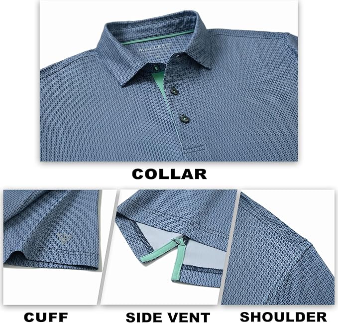 M MAELREG Mens Golf Shirt Short Sleeve Dry Fit Print Moisture Wicking Performance Patterns Collared Polo Shirt