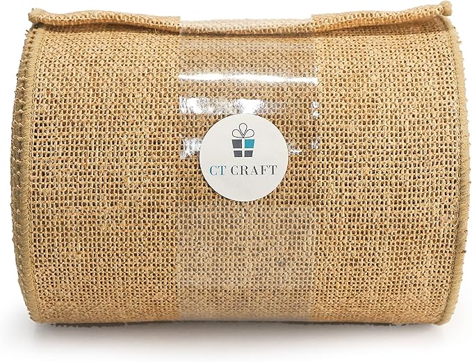 CT CRAFT LLC Burlap Fabric Wired Ribbon 6" x 10 Yards Natural Color - Image 3