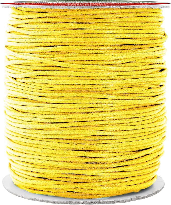 Mandala Crafts 1.5mm 109 Yards Yellow Cotton Waxed Cord by MandalaCrafts