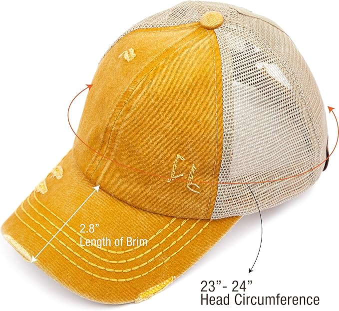 C.C Ponycap Messy High Bun Ponytail Adjustable Glitter Mesh Trucker Baseball Cap