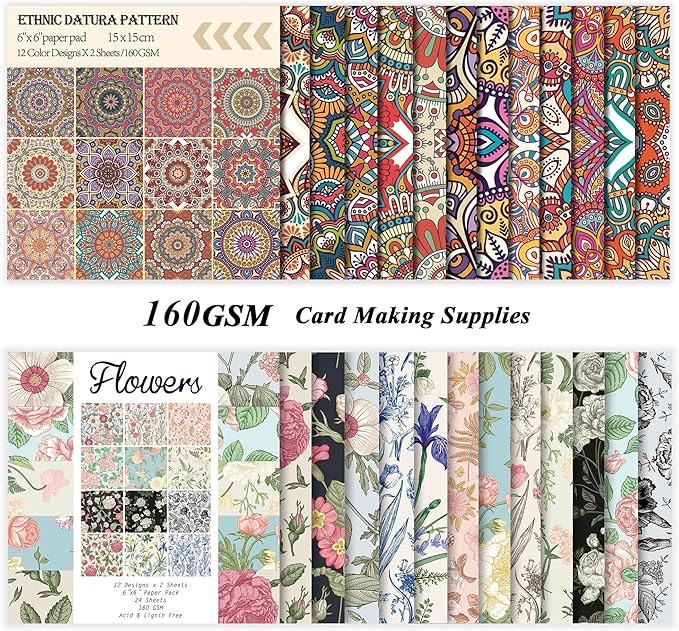 48 Sheets 24 Designs Scrapbook Paper Pad, Scrapbooking DIY Decorative - Image 2