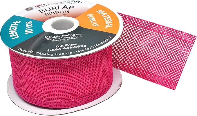 Mandala Crafts Hot Pink Burlap Ribbon 2 Inches Wide Jute Ribbons - Image 4