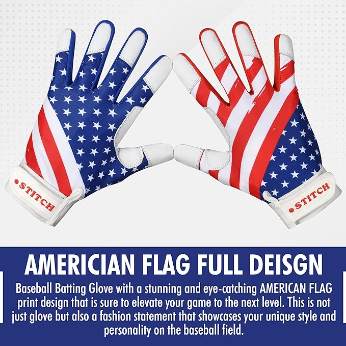 USA Flag Baseball Batting Gloves & Softball Glove American Flag Batting Gloves Youth Kids Baseball Batting Glove Youth Men Adult & Unisex