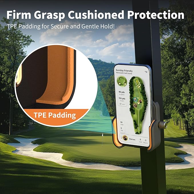 【2026 Upgraded】Full Metal Magnetic Golf Cart Phone Holder – Premium Golf Gift for Men, Compatible with EZGO, Club Car, Yamaha | Strong N52 Magnets | 360° Rotation | Works with iPhone, Samsung& More