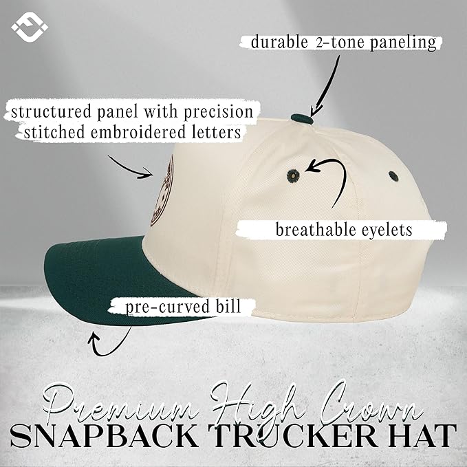 Funky Junque Trucker Hat Women Men 2-Tone Baseball Cap – Vintage Western Style Embroidered Snapback, Premium Cotton Blend