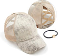 C.C Ponycap Messy High Bun Ponytail Adjustable Glitter Mesh Trucker Baseball Cap