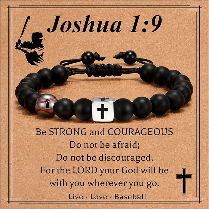 Soccer/Football/Basketball/Baseball Bracelet for Boys, Cross Beaded Bracelet Gifts for Men Boys Teen Son Grandson Players Team Fan Brother Nephew,Graduation Gifts