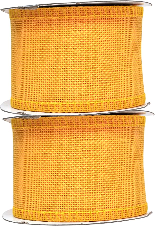 Mandala Crafts Yellow Burlap Ribbon 2.5 Inches Wide Jute Ribbons - Image 2