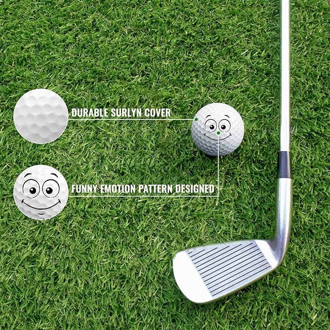 Syhood 12 Pcs Funny Golf Balls Gift Set Novelty Emotion Face Trick Golf Balls Cute Fun Practice Accessories for Teens Adult Golfers Birthday Gifts