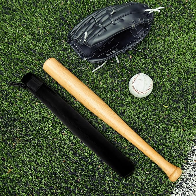 Tebery 6 Pcs Baseball Bat Sleeve, Softball Bat Warmer Bat Protector, Lightweight Bat Cover with Hook and Magic Sticker for Sport, Black Baseball Accessories Great for Storing and Protecting