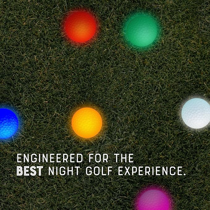 Premium LED Night Golf Balls - Set of 6 - Ultra Bright Glow for Enhanced Nighttime Play, Durable Light-Up Golf Balls for Evening Games, USA Owned Business