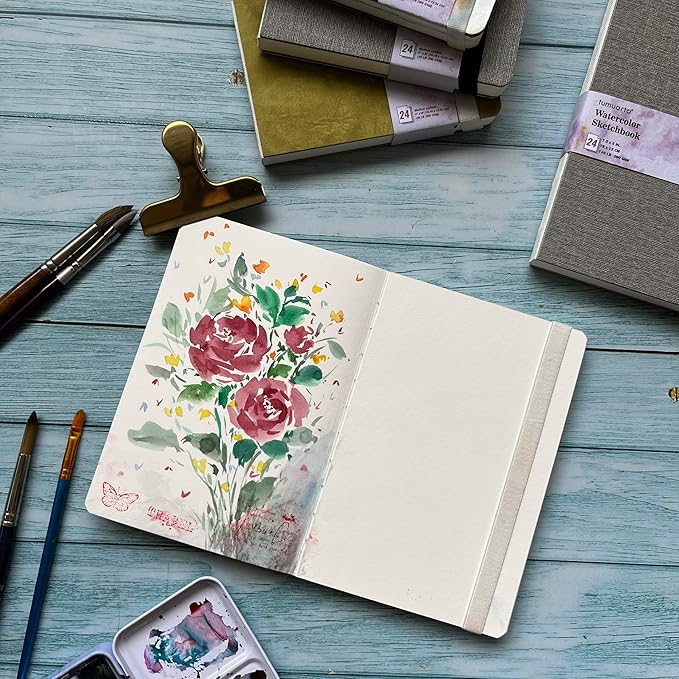 tumuarta Square Watercolor Sketchbook, 140 LB, 100% Cotton Paper, Cold Press - Image 4