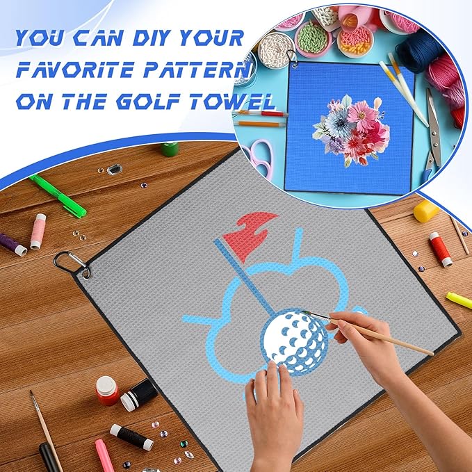 Batiyeer Golf Towel Bulk for Golf Bags 16'' x 16'' Microfiber Fabric Towel with Clip Waffle Pattern, Fitness, Camping, Hiking, Yoga