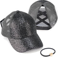 C.C Ponycap Messy High Bun Ponytail Adjustable Glitter Mesh Trucker Baseball Cap