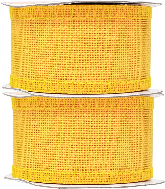 Mandala Crafts Yellow Burlap Ribbon 2 Inches Wide Jute Ribbons - Image 2