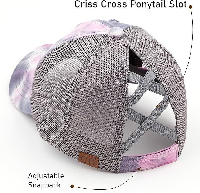 C.C Ponycap Messy High Bun Ponytail Adjustable Glitter Mesh Trucker Baseball Cap