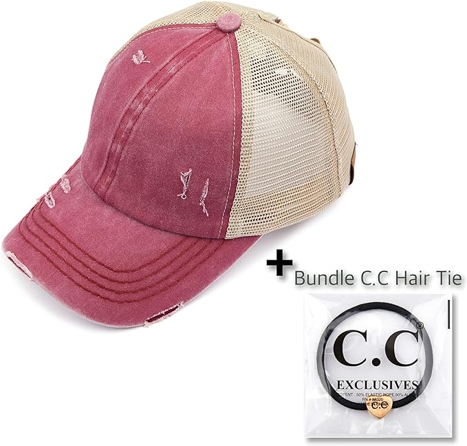 C.C Ponycap Messy High Bun Ponytail Adjustable Glitter Mesh Trucker Baseball Cap