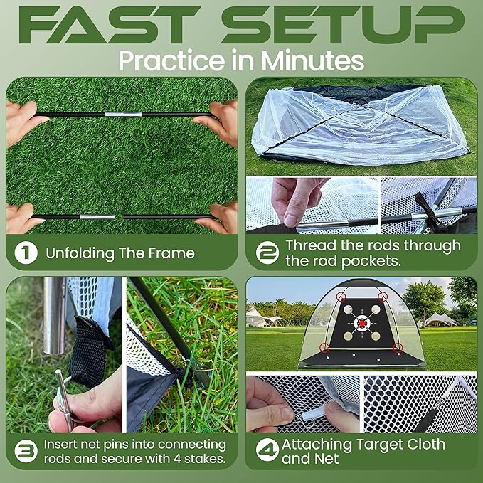 Golf Net for Backyard 10x7ft with 20 Foam Balls Set & Tri-Mat, Heavy Duty Golf Hitting Net Indoor Outdoor with Target, Home Training Equipment for Driving Chipping Swing Practice