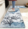 Coastal Beach Kitchen Floor Mat Rugs Nautical Decorative Coral Sea Turtle by weesire