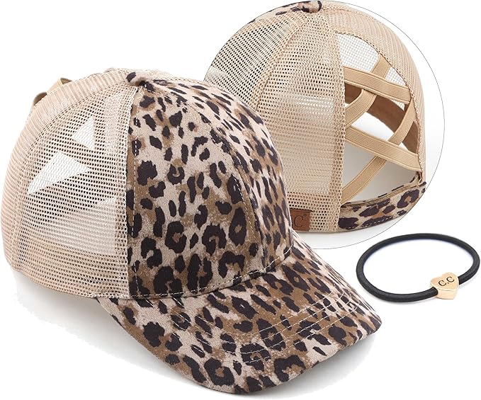 C.C Ponycap Messy High Bun Ponytail Adjustable Glitter Mesh Trucker Baseball Cap
