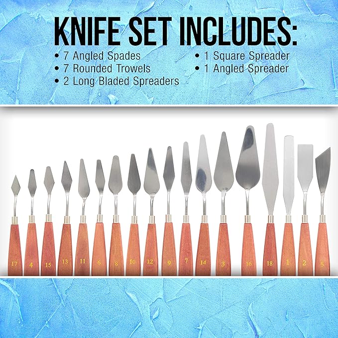 U.S. Art Supply 18-Piece Stainless Steel Palette Knife Set - Image 3