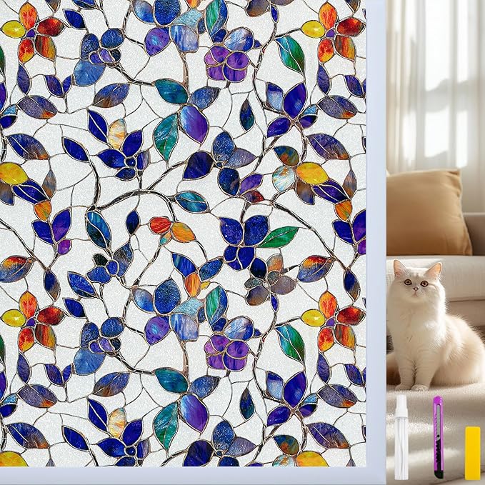 Window Privacy Film Stain Glass Window Film Rainbow Window Film Window clings by Countewolwindowfilm