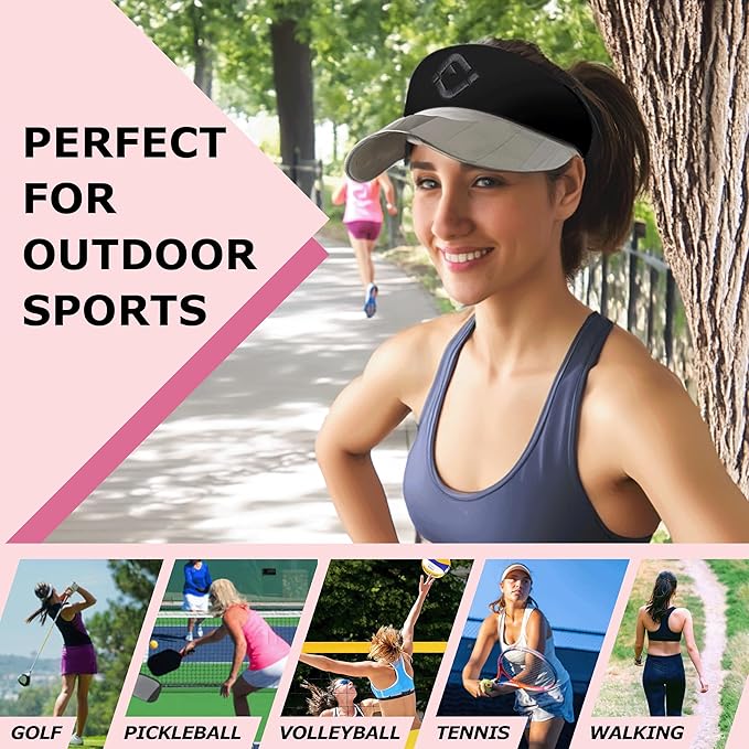 Funky Junque Women's UV 50 Adjustable Sun Visor - Golf Tennis Pickleball - Sports Themes Solid Colors Easter Pastels