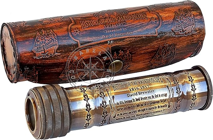 Handmade Brass Kaleidoscope Engraved Nautical Kids Gift - Image 2
