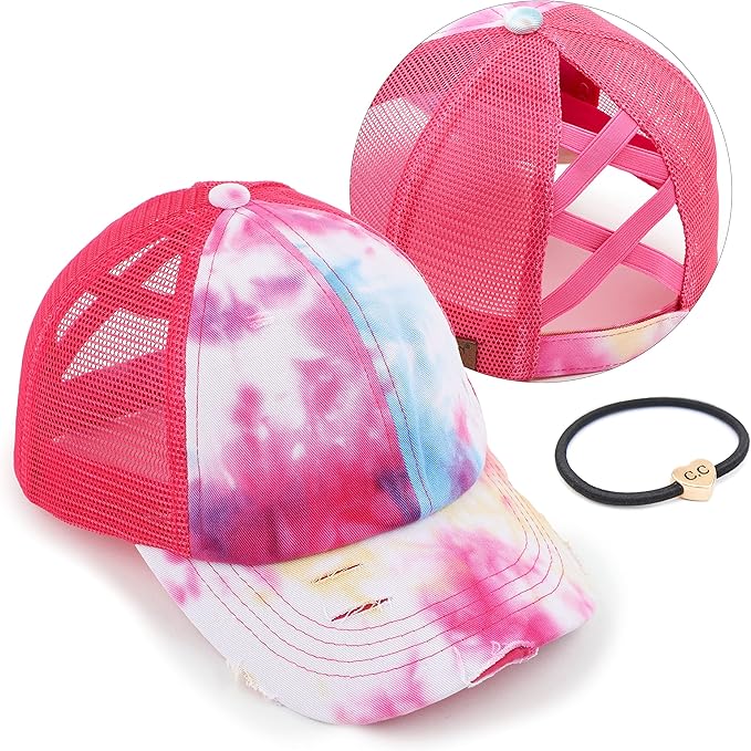 C.C Ponycap Messy High Bun Ponytail Adjustable Glitter Mesh Trucker Baseball Cap