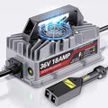 18 Amp 36 Volt Golf Cart Battery Charger for EZGO TXT - D-Style Plug, Smart Charger for Lead-Acid Batteries, IP67 Waterproof, Multi-Protection, Unique Design (Silver)