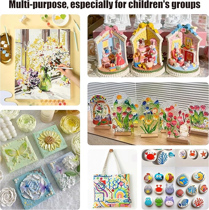 10 Pack 6 Colors Mini Acrylic Paint and Brushes Set - Image 6