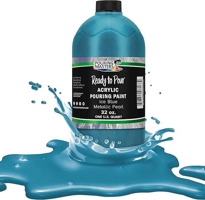 Pouring Masters Ice Blue Metallic Pearl Ready to Pour Acrylic Pouring Paint by USArtSupply