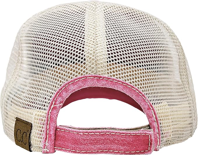 Funky Junque Trucker Hat for Women – Distressed Low Profile Western Camo Baseball Cap with Mesh, Trendy and Adjustable Fit