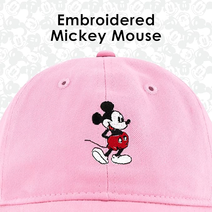 Disney Mickey Mouse Embroidered Cotton Adjustable Dad Hat with Curved Brim