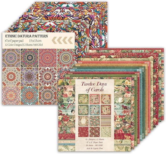 48 Sheets 24 Designs Scrapbook Paper Pad, Scrapbooking DIY Decorative by Bestartsuppliesforyou