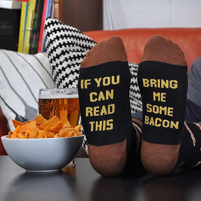Cavertin Men's Funny Socks Hunting Fishing Football Baseball Gaming Golf Taco Pizza Bacon Christmas Gift for Men