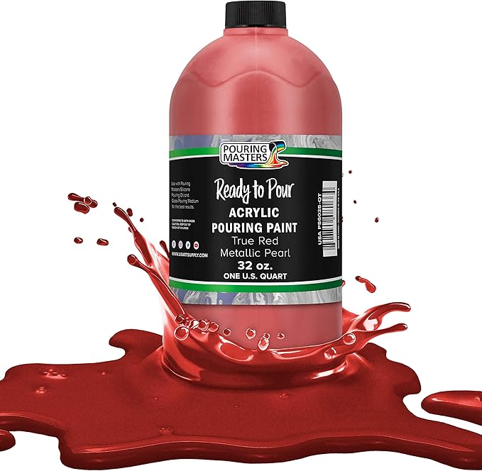 Pouring Masters True Red Metallic Pearl Ready to Pour Acrylic Pouring Paint by USArtSupply