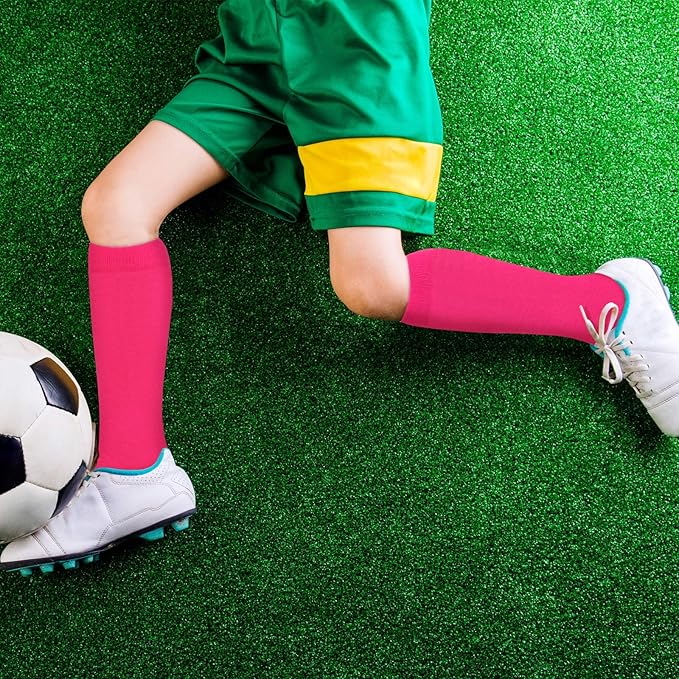 Sarfel Kids Soccer Socks Toddler Soccer Socks Girls Boys Soccer Socks Kids Tube Socks with Stripes Toddler Knee High Socks