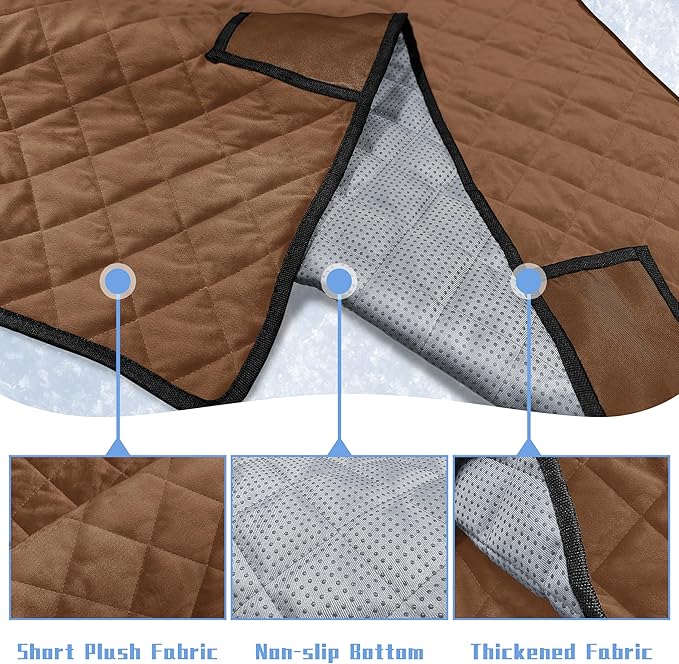 YOKYHOM Golf Cart Seat Covers with 4 Front Pockets, Thick Seat Towel Blanket with Non-Slip Backing, Fits EZGO, Club Car, Yamaha and More 2 & 4 Passenger Golf Carts, Dark Brown