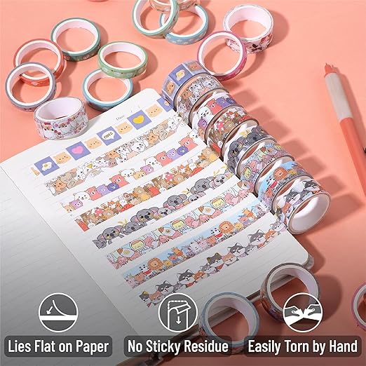 Mr. Pen- Cute Washi Tape for Journaling, 24 Rolls, 3 Meter/Roll, Decorative - Image 5